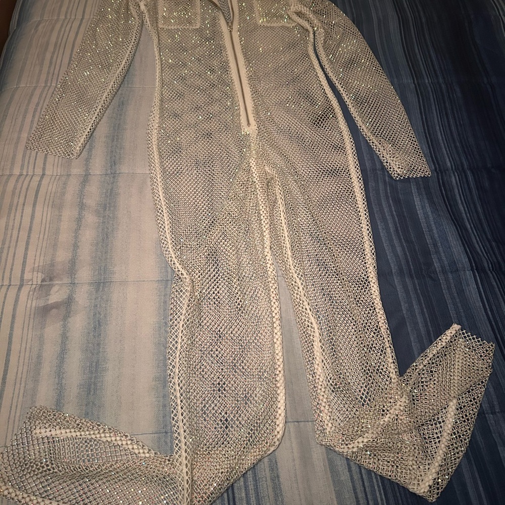 Sheer Rhinestone Jumpsuit